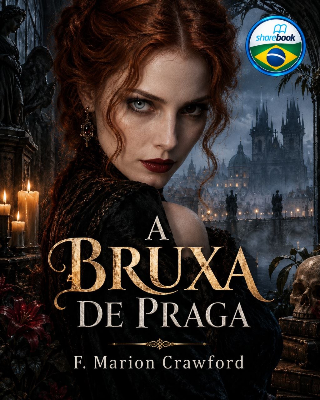 Capa do livro A Bruxa de Praga, de F. Marion Crawford