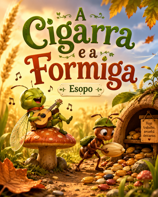 Capa do livro A Cigarra e a Formiga, de Esopo