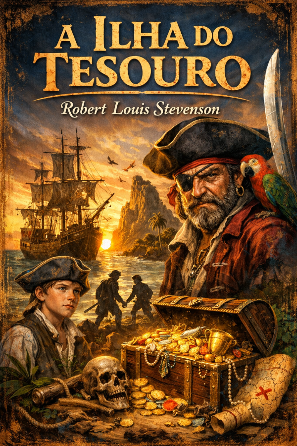 Capa do livro A Ilha do Tesouro (Ed. Bilíngue), de Robert Louis Stevenson