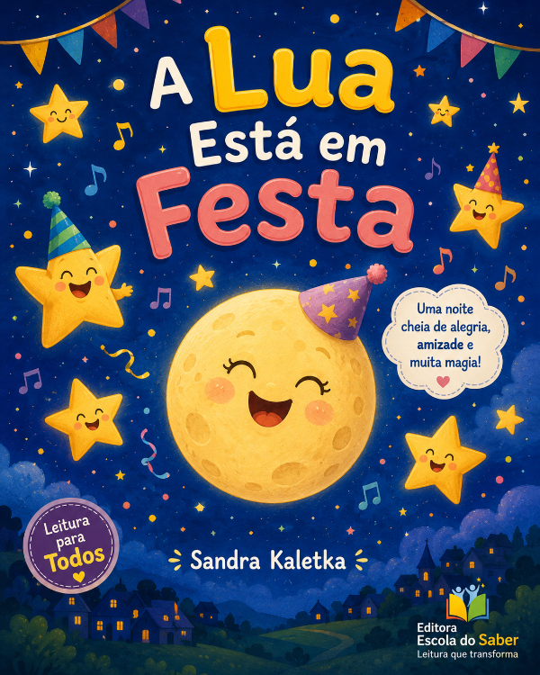 Capa do livro A Lua Está em Festa, de Sandra Kaletka