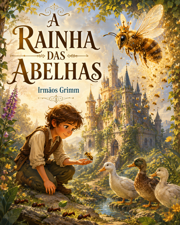 Capa do livro A Rainha das Abelhas, de Irmãos Grimm