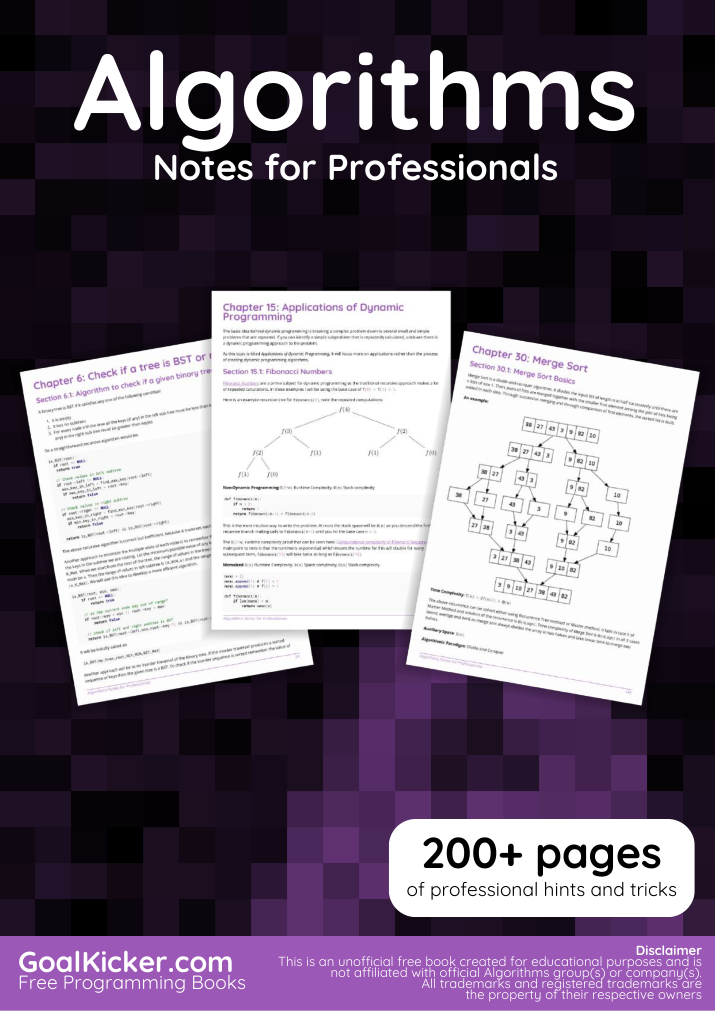 Capa do livro Algorithms Notes for Professionals, de Compiled from StackOverflow Documentation