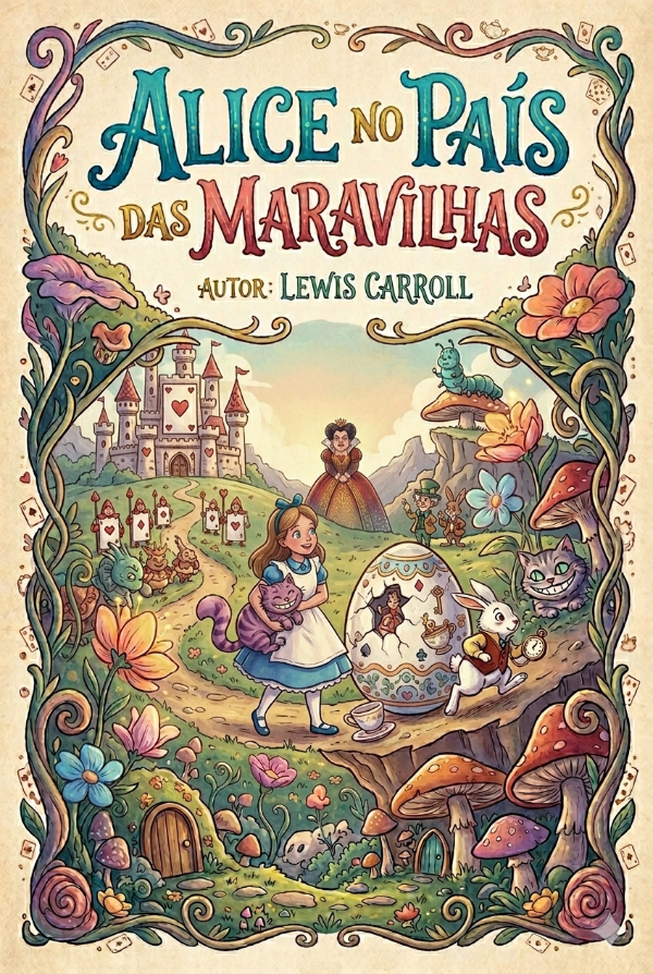 Capa do livro Alice no País das Maravilhas, de Lewis Carroll