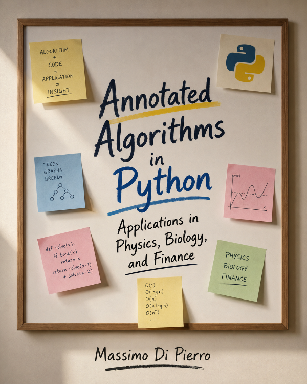 Capa do livro Annotated Algorithms in Python: Applications in Physics, Biology, and Finance, de Massimo Di Pierro