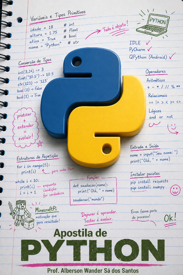 Capa do livro Apostila de Python, de Prof. Alberson Wander Sá dos Santos