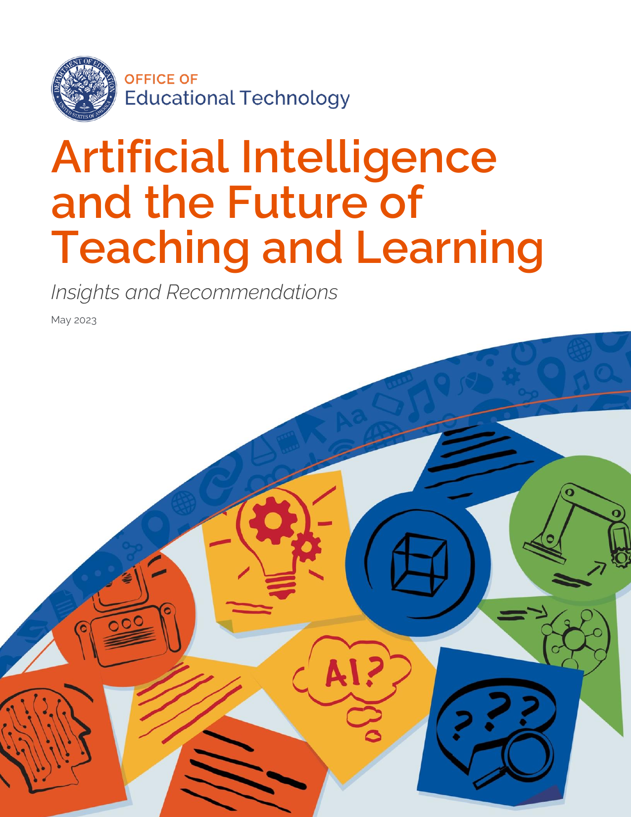 Capa do livro Artificial Intelligence and the Future for Teaching and Learning, de Office of Educational Technology