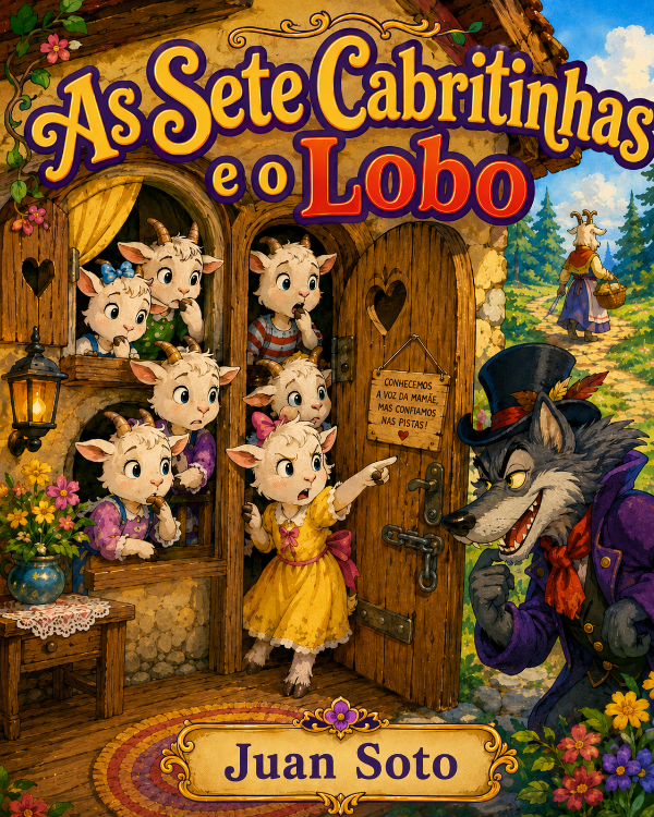Capa do livro As Sete Cabritinhas e o Lobo, de Juan Soto