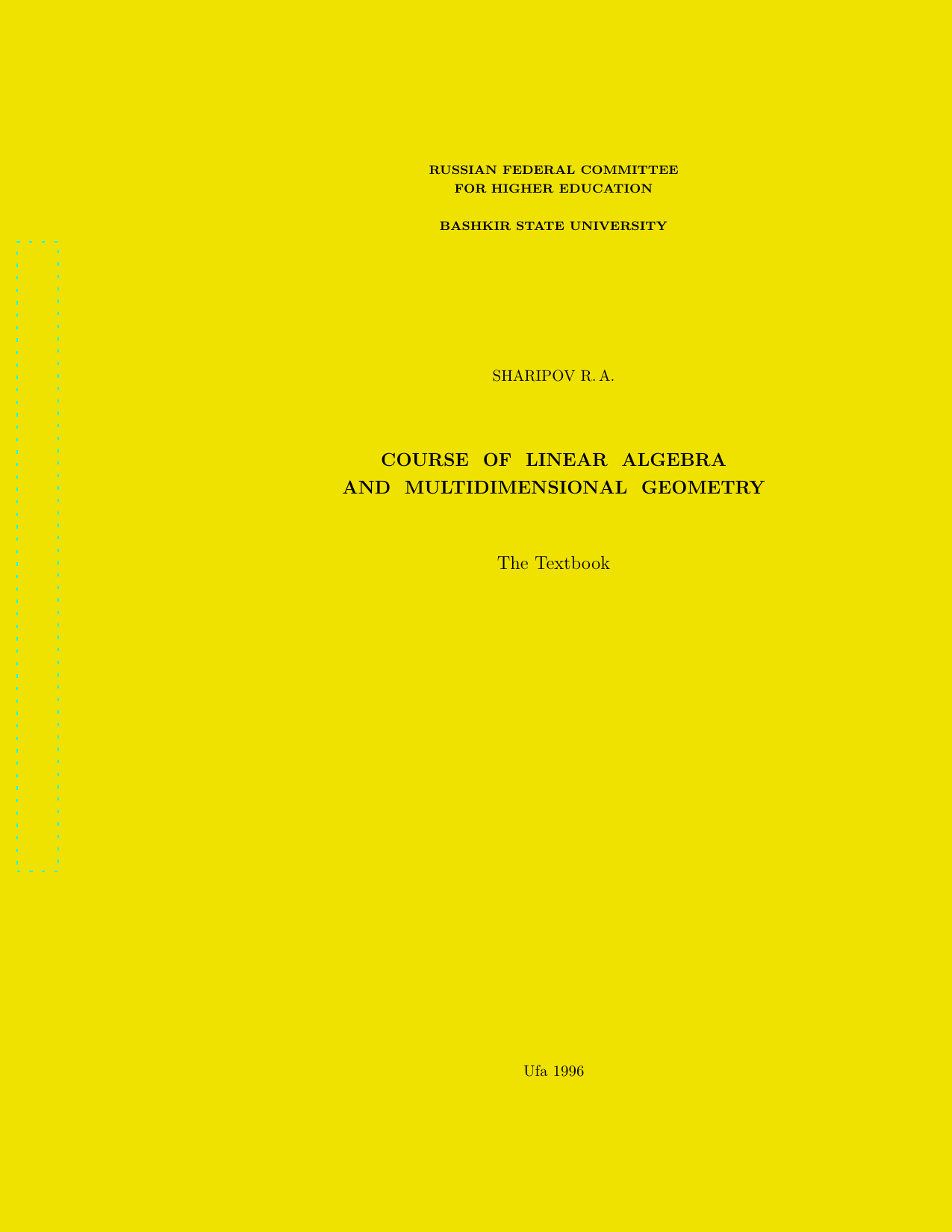Course Of Linear Algebra And Multidimensional Geometry