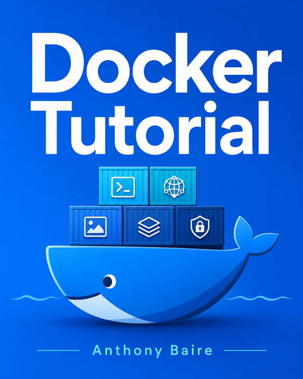 Capa do livro Docker Tutorial, de Anthony Baire