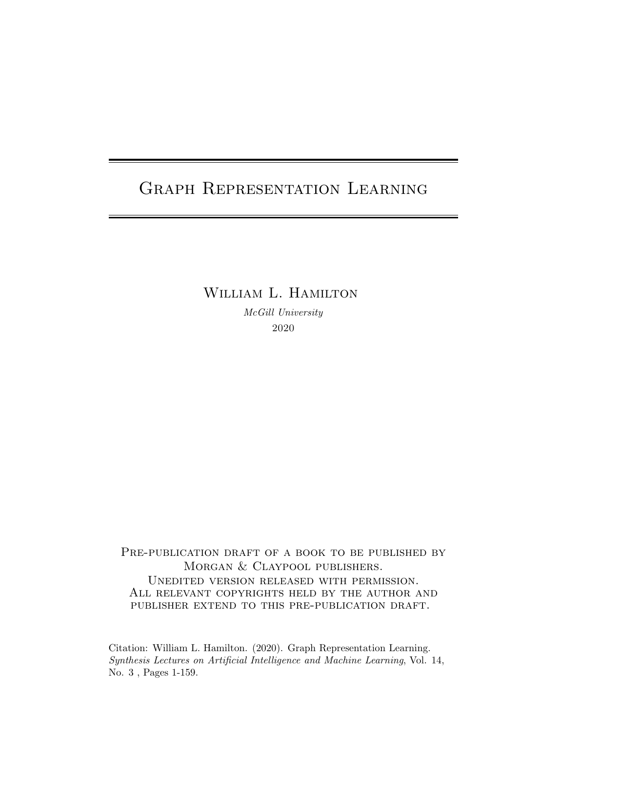 Graph Representational Learning Book