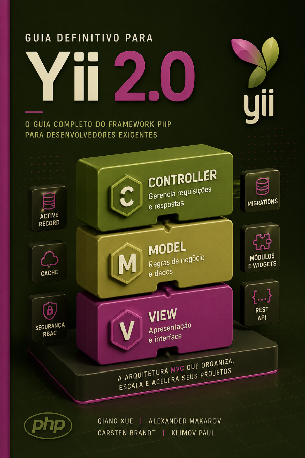 Capa do livro Guia Definitivo para Yii 2.0, de Qiang Xue, Alexander Makarov, Carsten Brandt, Klimov Paul