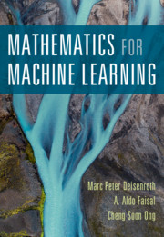 Capa do livro Mathematics for Machine Learning, de Marc Peter Deisenroth, A. Aldo Faisal, Cheng Soon Ong
