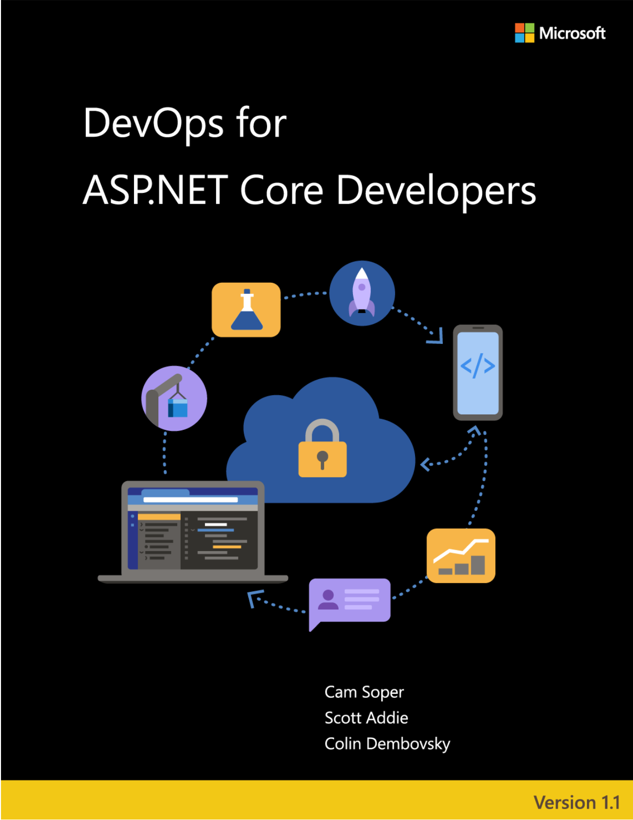 Capa do livro Microsoft Technologies 3, DevOps for ASP.NET Core Developers, de Cam Soper, Scott Addie, Colin Dembovsky