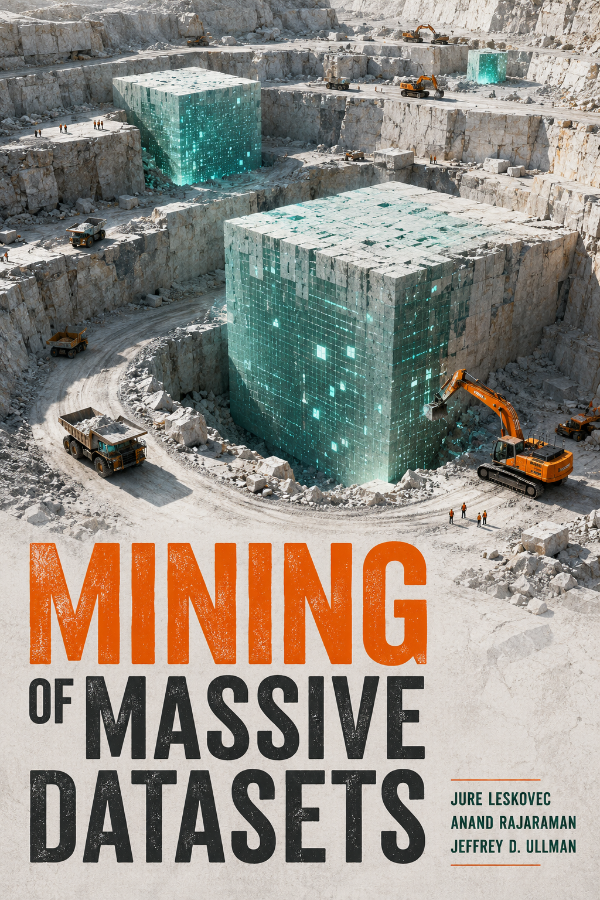 Capa do livro Mining of Massive Datasets, de Jure Leskovec, Anand Rajaraman, Jeffrey D. Ullman