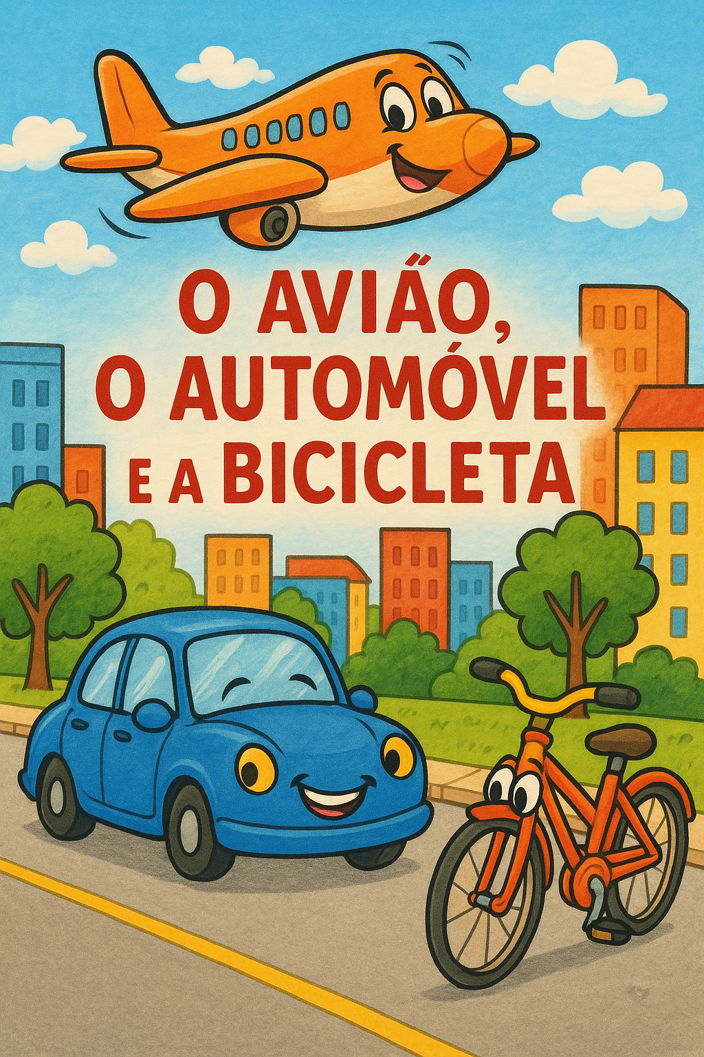 Capa do livro O Avião, o Automóvel e a Bicicleta, de Francisca Tamyllis Diógenes