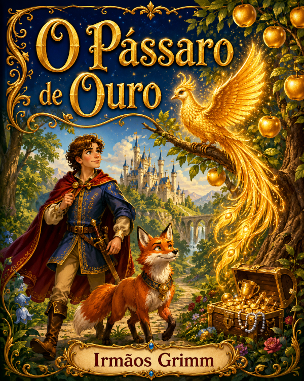 Capa do livro O Pássaro de Ouro, de Irmãos Grimm