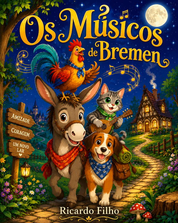 Capa do livro Os Músicos de Bremen, de Ricardo Filho