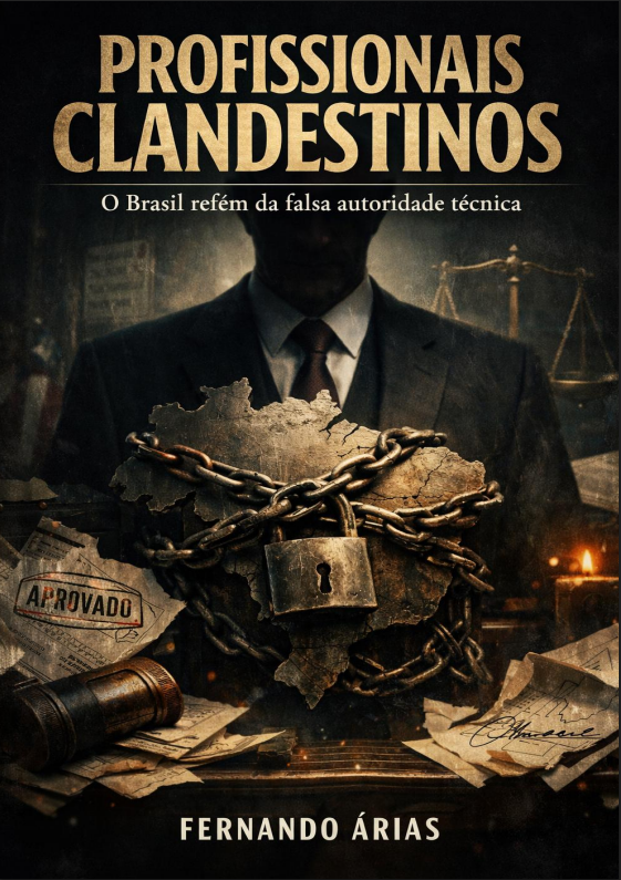 Capa do livro Profissionais Clandestinos - O Brasil refém da falsa autoridade técnica, de Fernando Arias