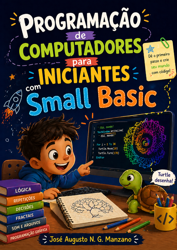 Capa do livro Programação de computadores para iniciantes com Small Basic, de José Augusto N. G. Manzano