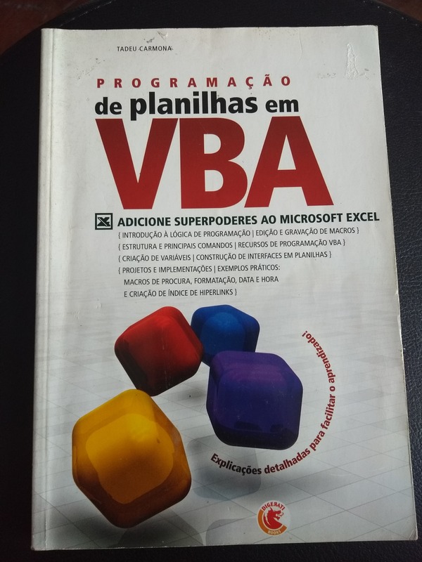 Capa do livro PROGRAMAÇÃO DE PLANILHAS EM VBA, de Tadeu Carmona