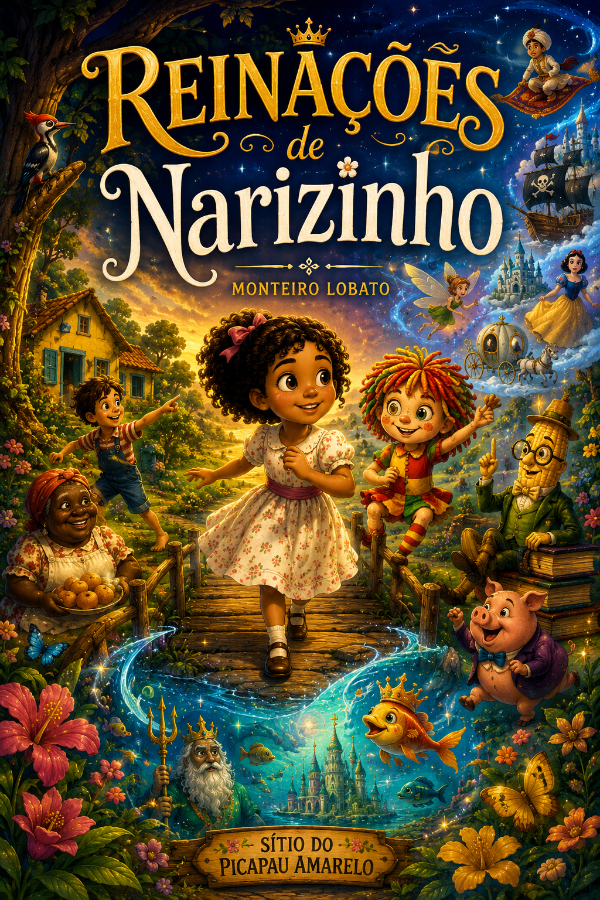 Capa do livro Reinações de Narizinho, de Monteiro Lobato