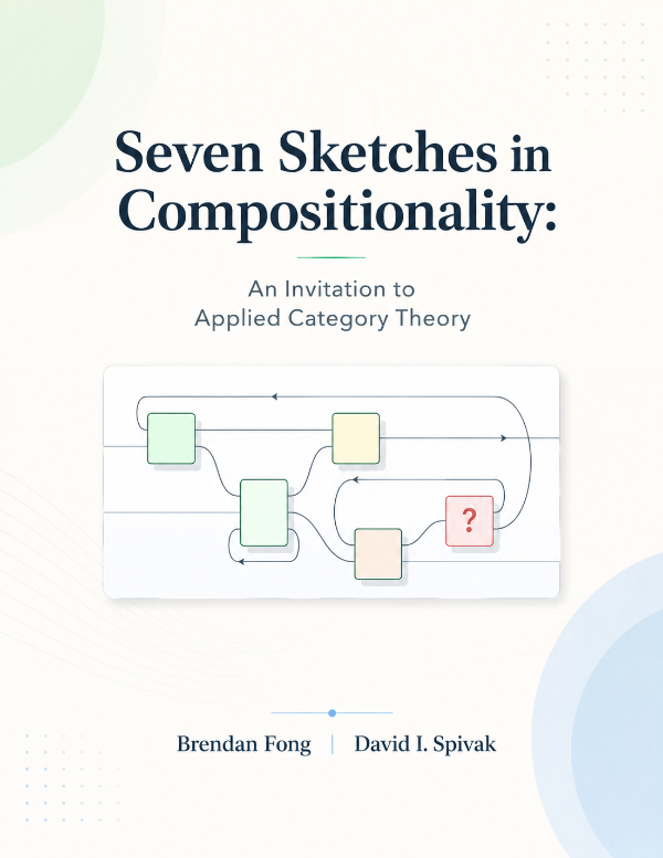 Capa do livro Seven Sketches in Compositionality: An Invitation to Applied Category Theory, de Brendan Fong, David I. Spivak