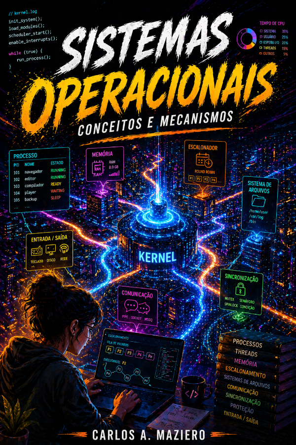 Capa do livro Sistemas Operacionais: Conceitos e Mecanismos, de Carlos A. Maziero